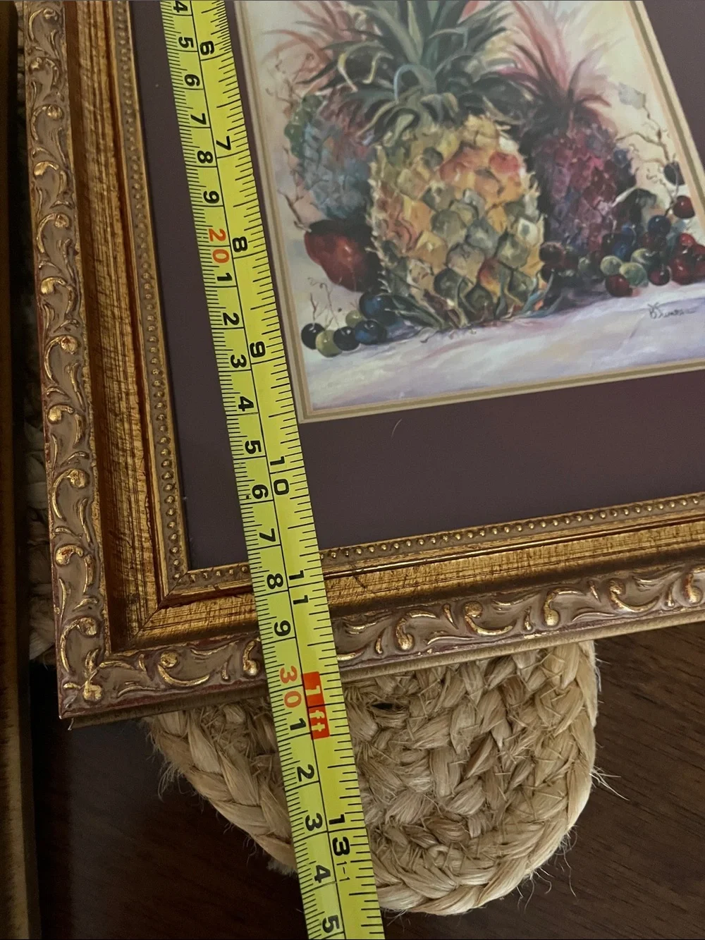 Gold Ornate Picture Frames with Maroon Matting - Pair